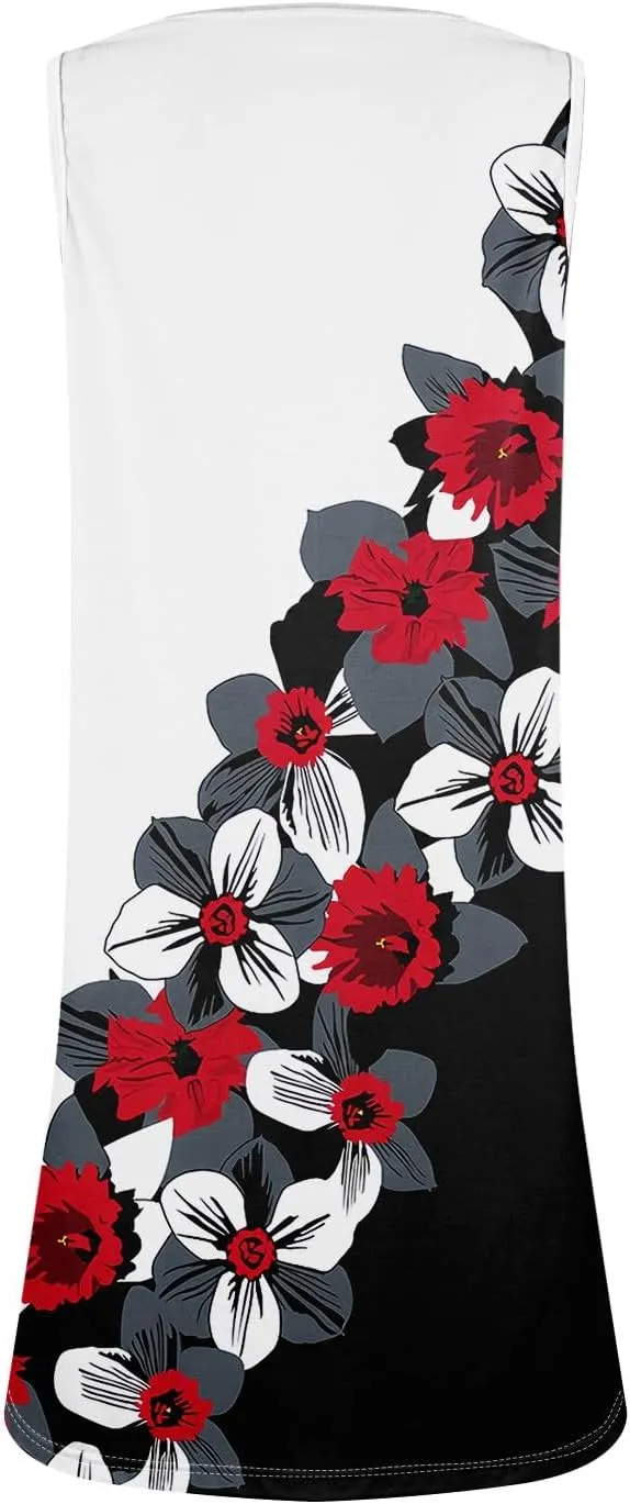 Sundresses for Women 2025 Summer Midi Sleeveless Button Down Plus Size Dresses for Curvy Women V Neck A Line Dress