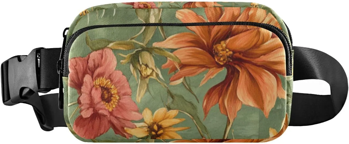 Sunflowers Green Fashion Waist Pack Crossbody Bag for Men Women Multipurpose Chest Belt Bum Bag with Adjustable Strap for Workout Running Hiking