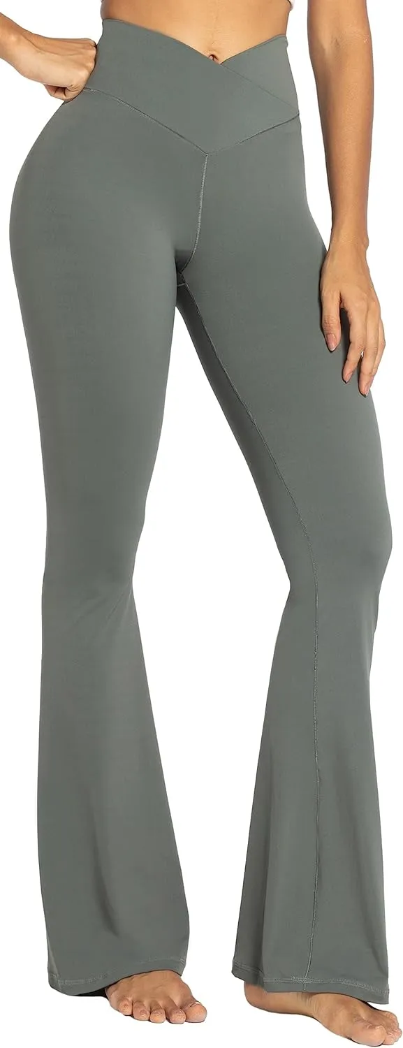 Sunzel Flare Leggings, Crossover Yoga Pants with Tummy Control, High-Waisted and Wide Leg