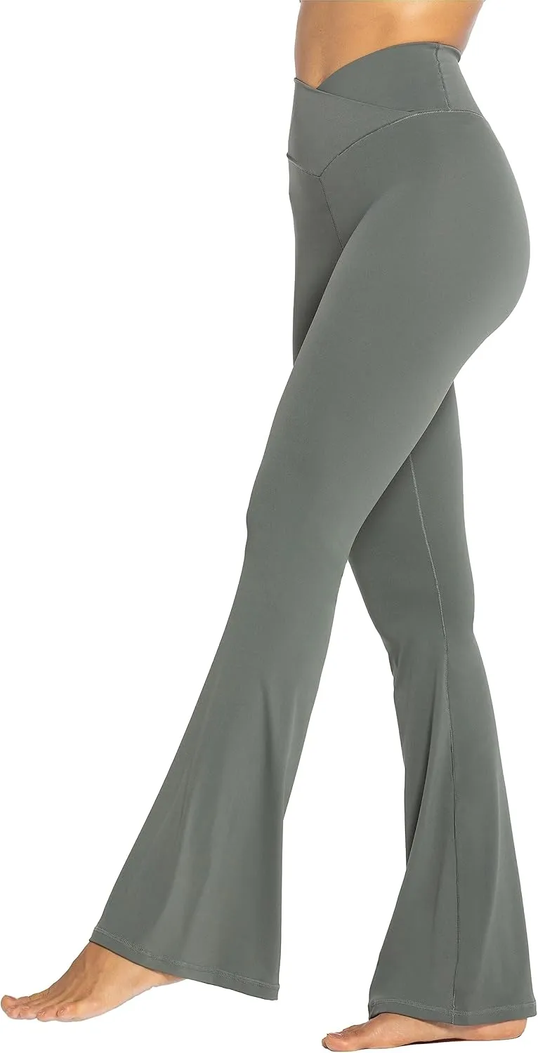 Sunzel Flare Leggings, Crossover Yoga Pants with Tummy Control, High-Waisted and Wide Leg