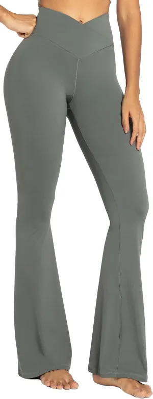 Sunzel Flare Leggings, Crossover Yoga Pants with Tummy Control, High-Waisted and Wide Leg