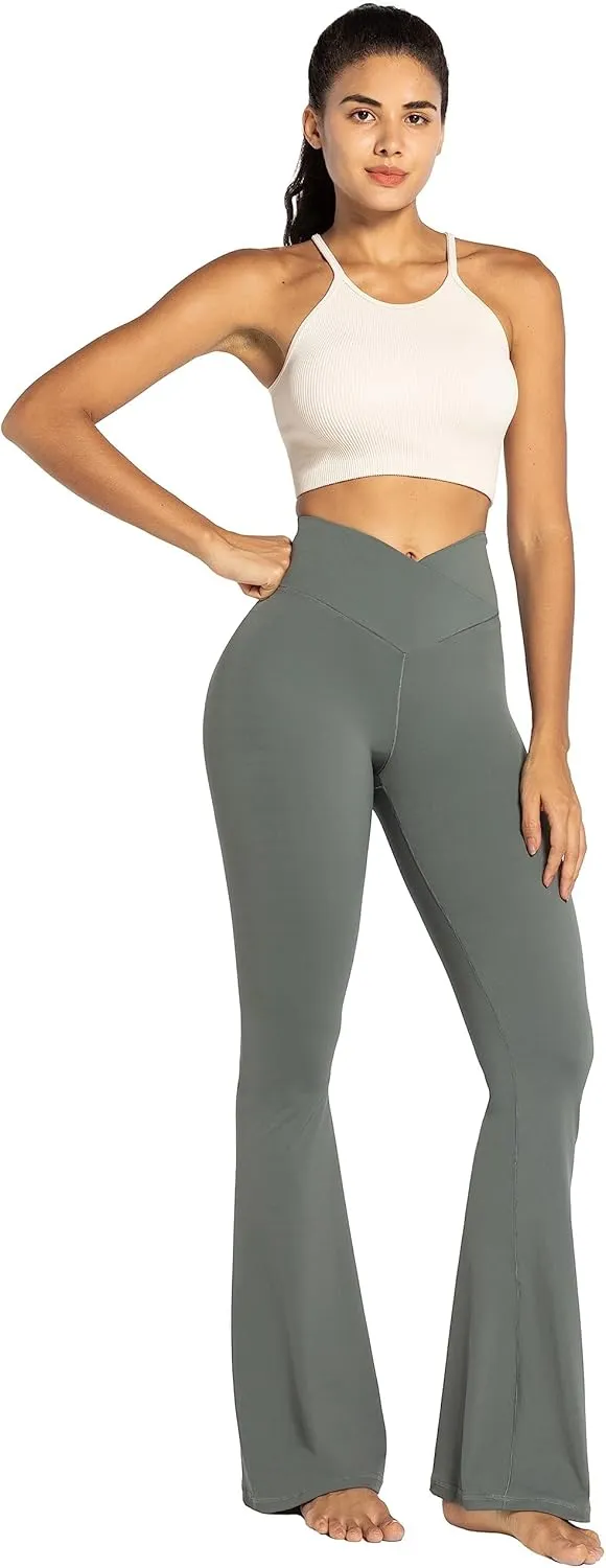 Sunzel Flare Leggings, Crossover Yoga Pants with Tummy Control, High-Waisted and Wide Leg