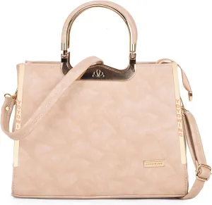 Synthetic Leather Classic Unique Design Women Satchel Handbags Shoulder Purses Totes Top Handle Work Bags Office|College Crossbody Women Handbag, Cream, S