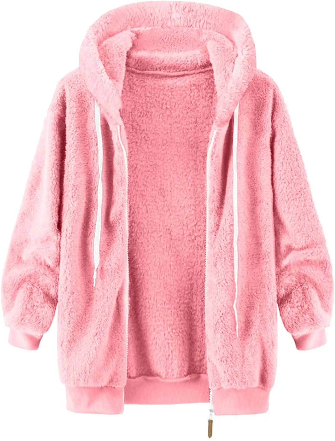TANGNADE Cute Jackets for Women Trendy Plus Size Winter Fuzzy Fleece Coats Comfy Warm Zip Up Hoodies Outwear