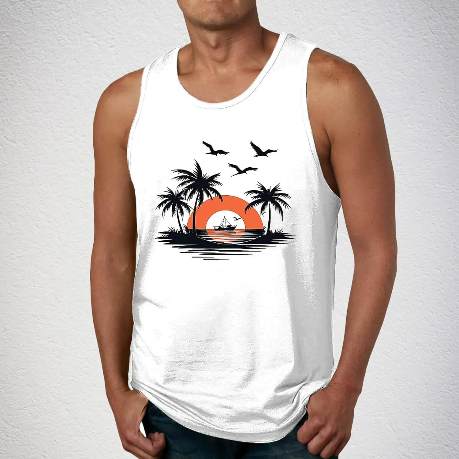 Tank Tops Men Casual Cotton Undershirt Workout Muscle Shirt Hawaiian Beach Sleeveless Shirts Summer T Shirt