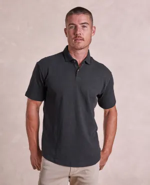 The Bowen - Distressed SS Polo - Black