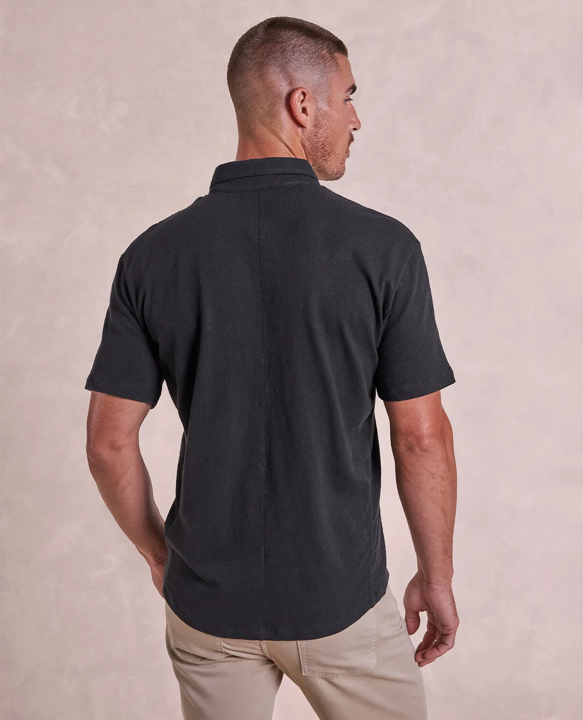 The Bowen - Distressed SS Polo - Black