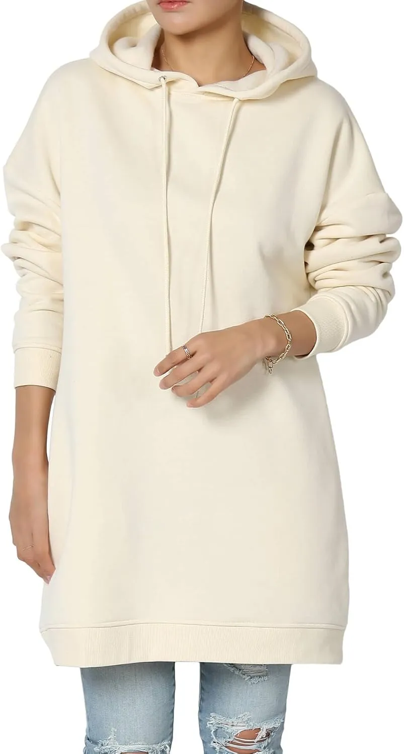 TheMogan Women's S~3X Basic Oversized Pullover Long Hoodie Loose Fit Fleece Tunic Sweatshirts