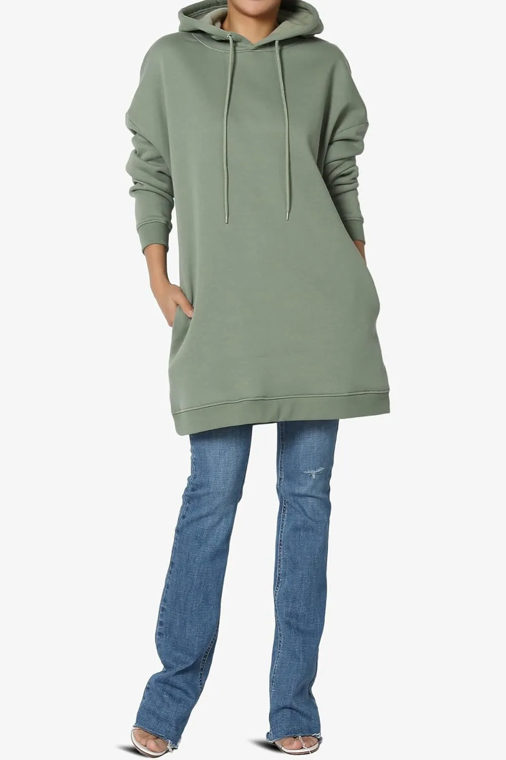 TheMogan Women's S~3X Basic Oversized Pullover Long Hoodie Loose Fit Fleece Tunic Sweatshirts