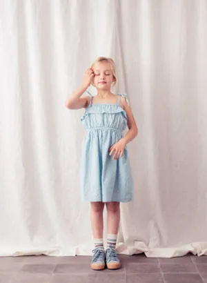Tocoto Vintage Swiss Embroidered Eyelet Girls Dress in Green