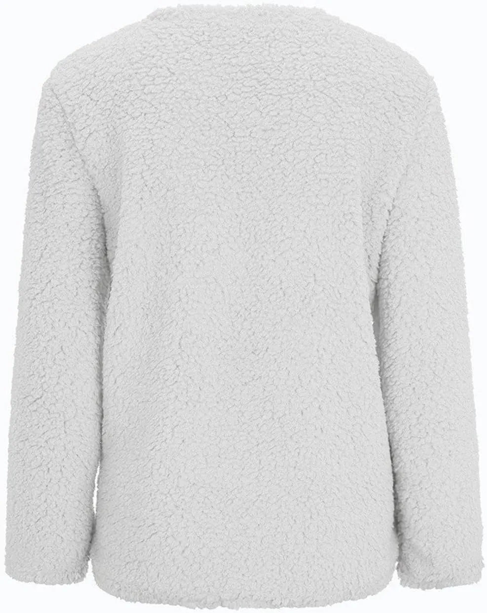 Trendy Sherpa Jacket for Women Casual Plus Size Plush Sweater Coat with Pockets Button Cardigan Coats