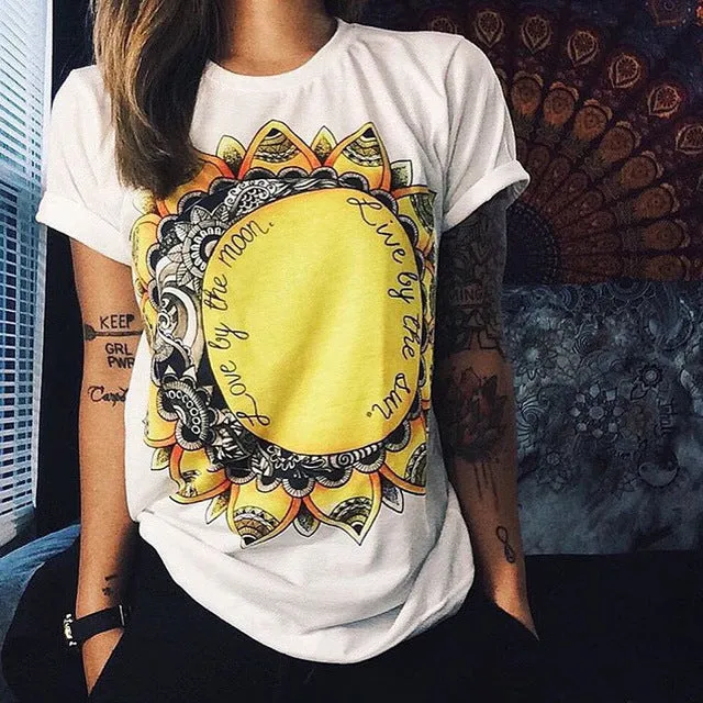Tshirt 2017 Summer Women Designer Clothing T-shirt Print Punk Rock Fashion Graphic Tees European T Shirt Fashion White Unicorn