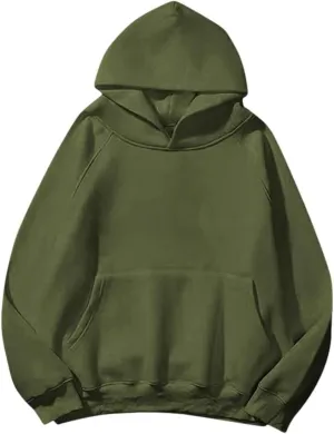 Unisex Basic Loose Hoodie Sweatshirt Long Sleeve Pocket Drop Shoulder Pullovers