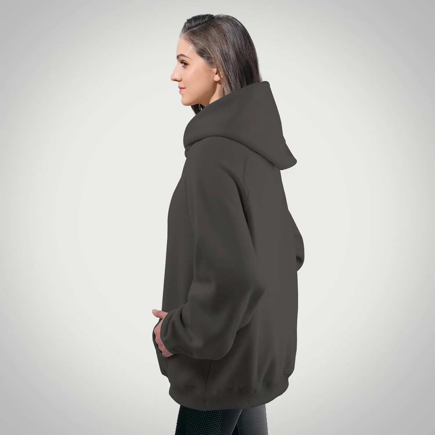 Unisex Basic Loose Hoodie Sweatshirt Long Sleeve Pocket Drop Shoulder Pullovers
