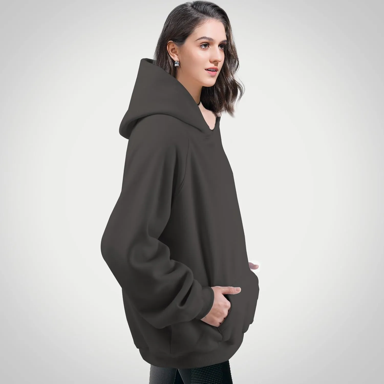 Unisex Basic Loose Hoodie Sweatshirt Long Sleeve Pocket Drop Shoulder Pullovers