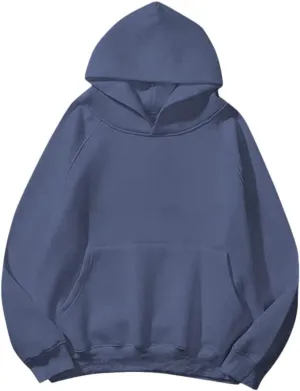 Unisex Basic Loose Hoodie Sweatshirt Long Sleeve Pocket Drop Shoulder Pullovers