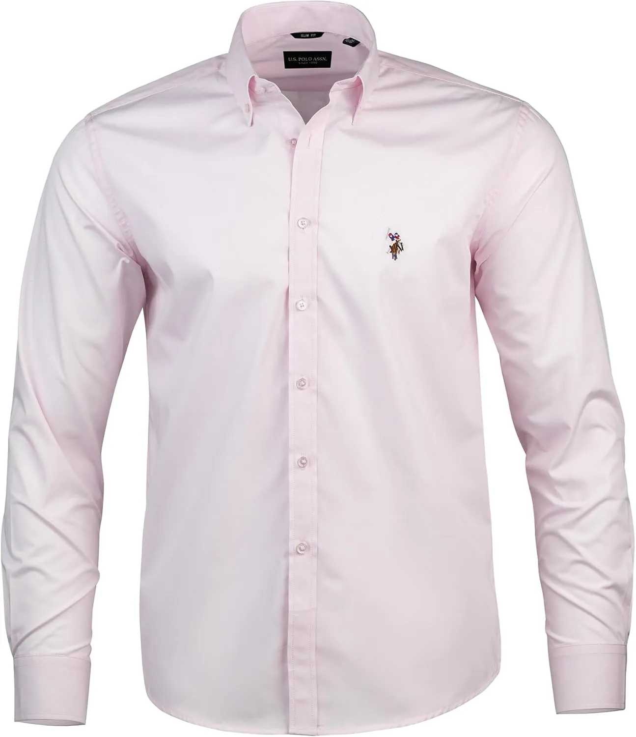 U.S. Polo Assn. Regular Fit Long Sleeve Button Down Dress Shirts for Men Wrinkle Free Long Sleeve Shirt Mens Formal Stretch
