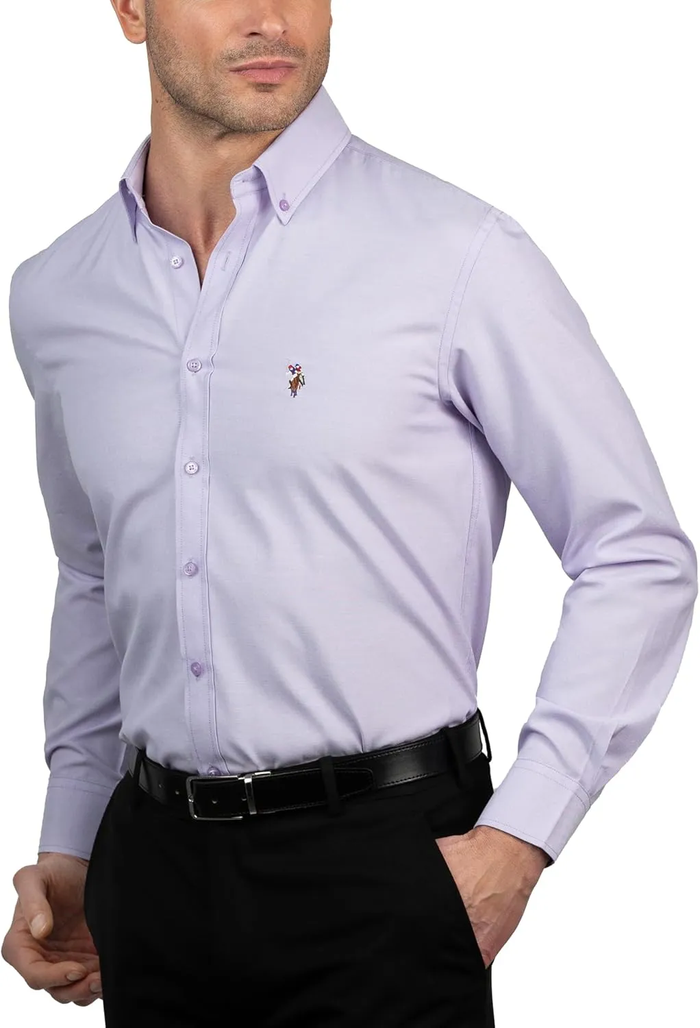 U.S. Polo Assn. Regular Fit Long Sleeve Button Down Dress Shirts for Men Wrinkle Free Long Sleeve Shirt Mens Formal Stretch