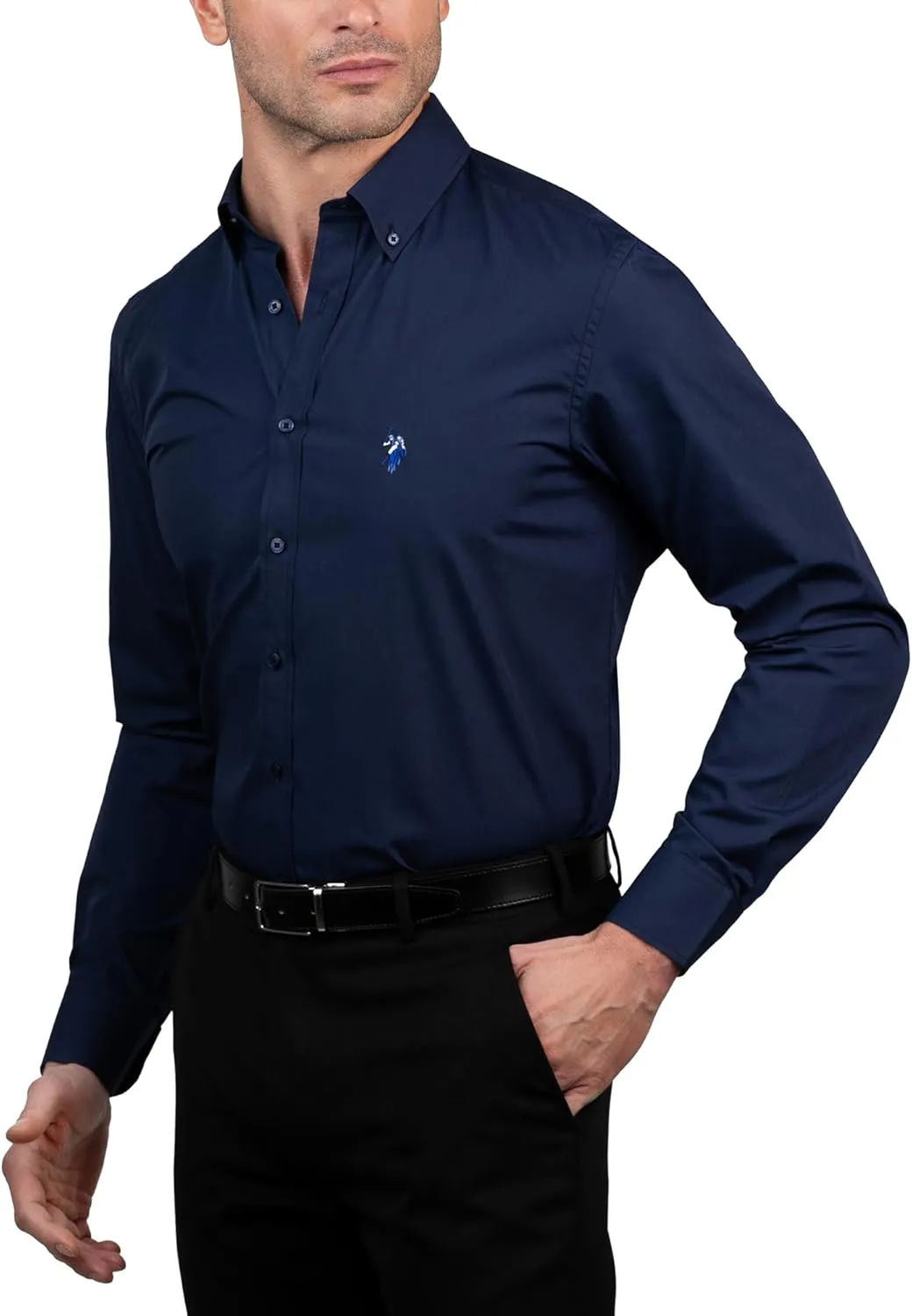 U.S. Polo Assn. Regular Fit Long Sleeve Button Down Dress Shirts for Men Wrinkle Free Long Sleeve Shirt Mens Formal Stretch
