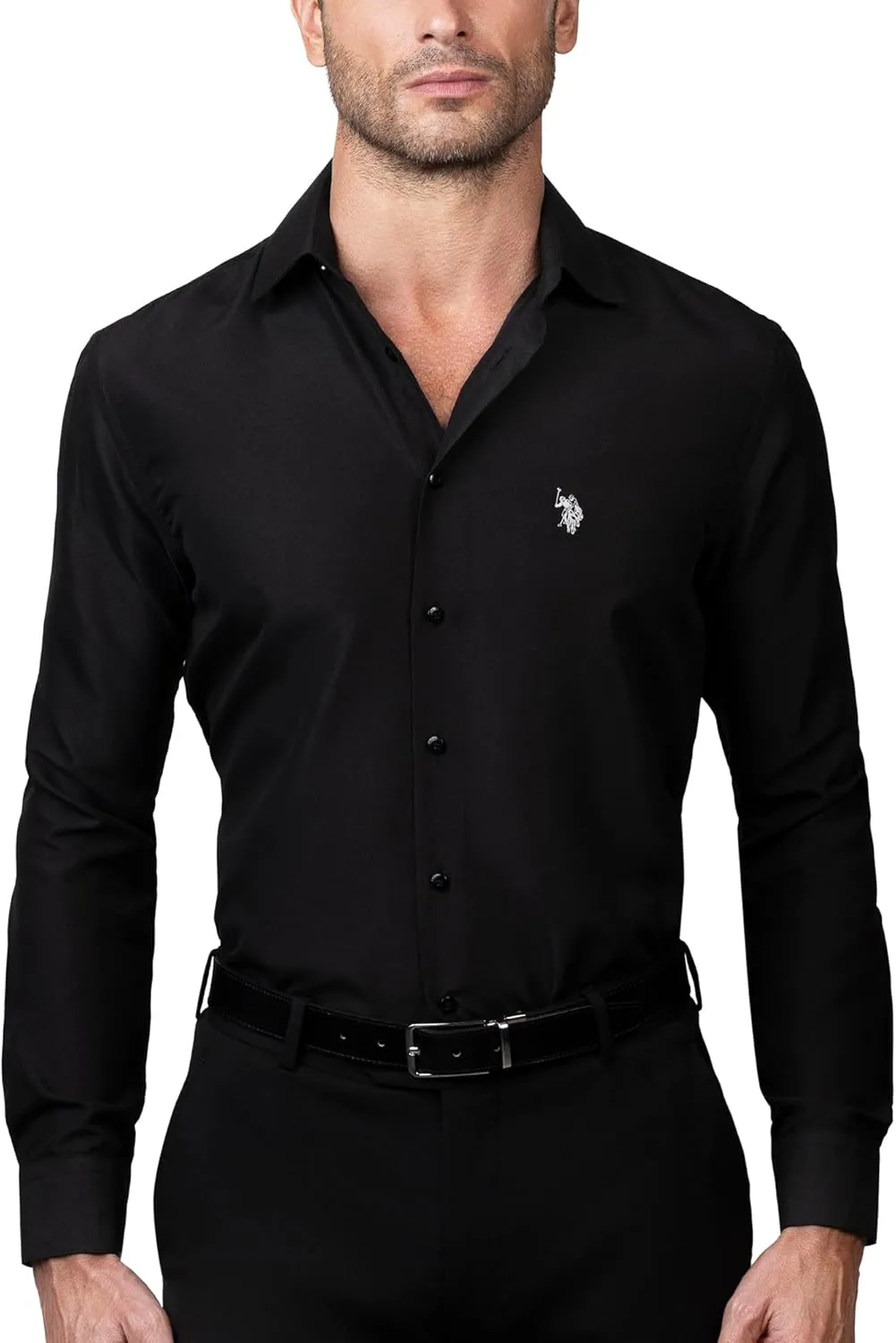 U.S. Polo Assn. Regular Fit Long Sleeve Button Down Dress Shirts for Men Wrinkle Free Long Sleeve Shirt Mens Formal Stretch