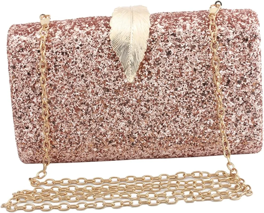 VALICLUD Glamorous Evening Clutch Purse Glitter Pink Sequins Women's Fashion Handbag for Wedding Party Dinner and Formal Wear