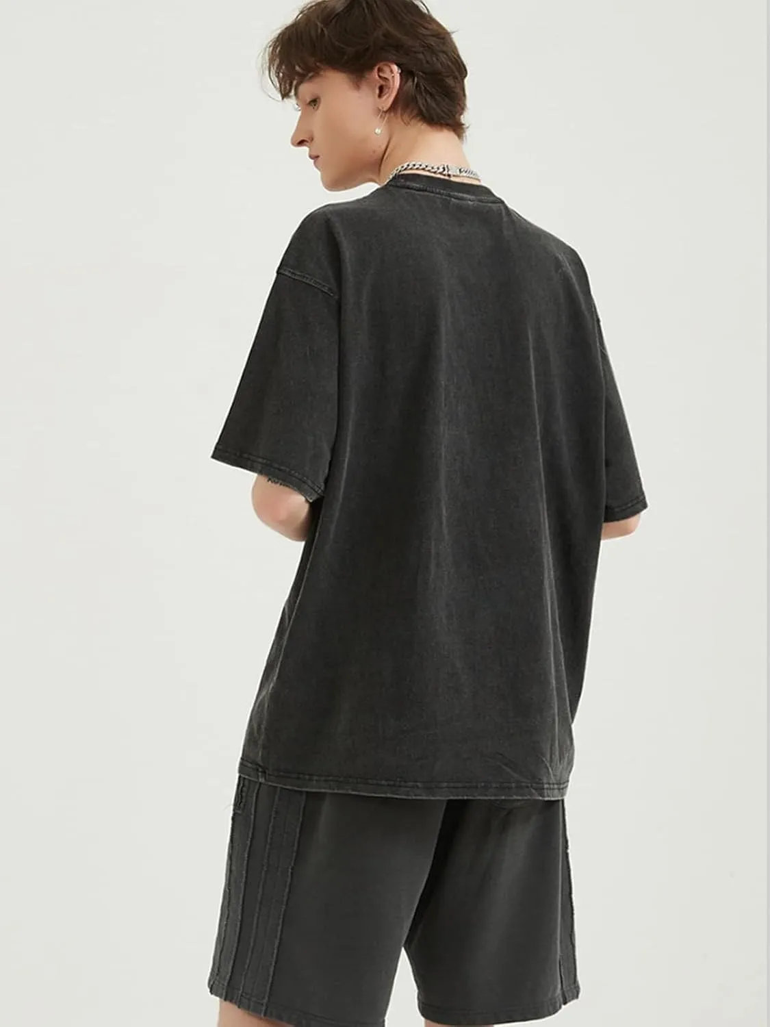 Vamtac Men's Cotton T-Shirts Oversized Short Sleeves Loose Solid Basic Summer Tops