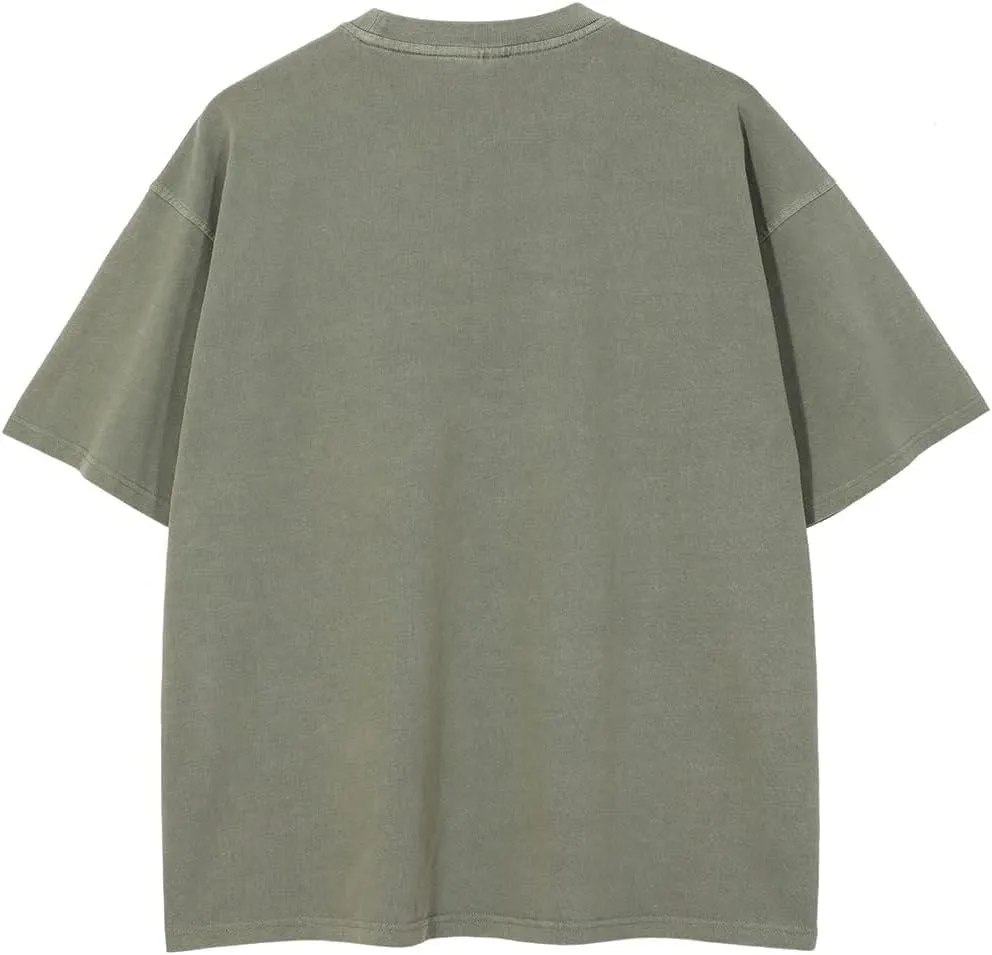 Vamtac Men's Cotton T-Shirts Oversized Short Sleeves Loose Solid Basic Summer Tops
