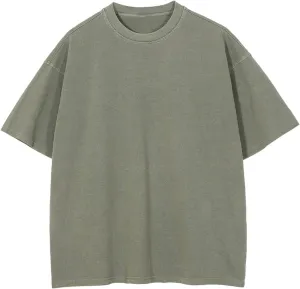 Vamtac Men's Cotton T-Shirts Oversized Short Sleeves Loose Solid Basic Summer Tops