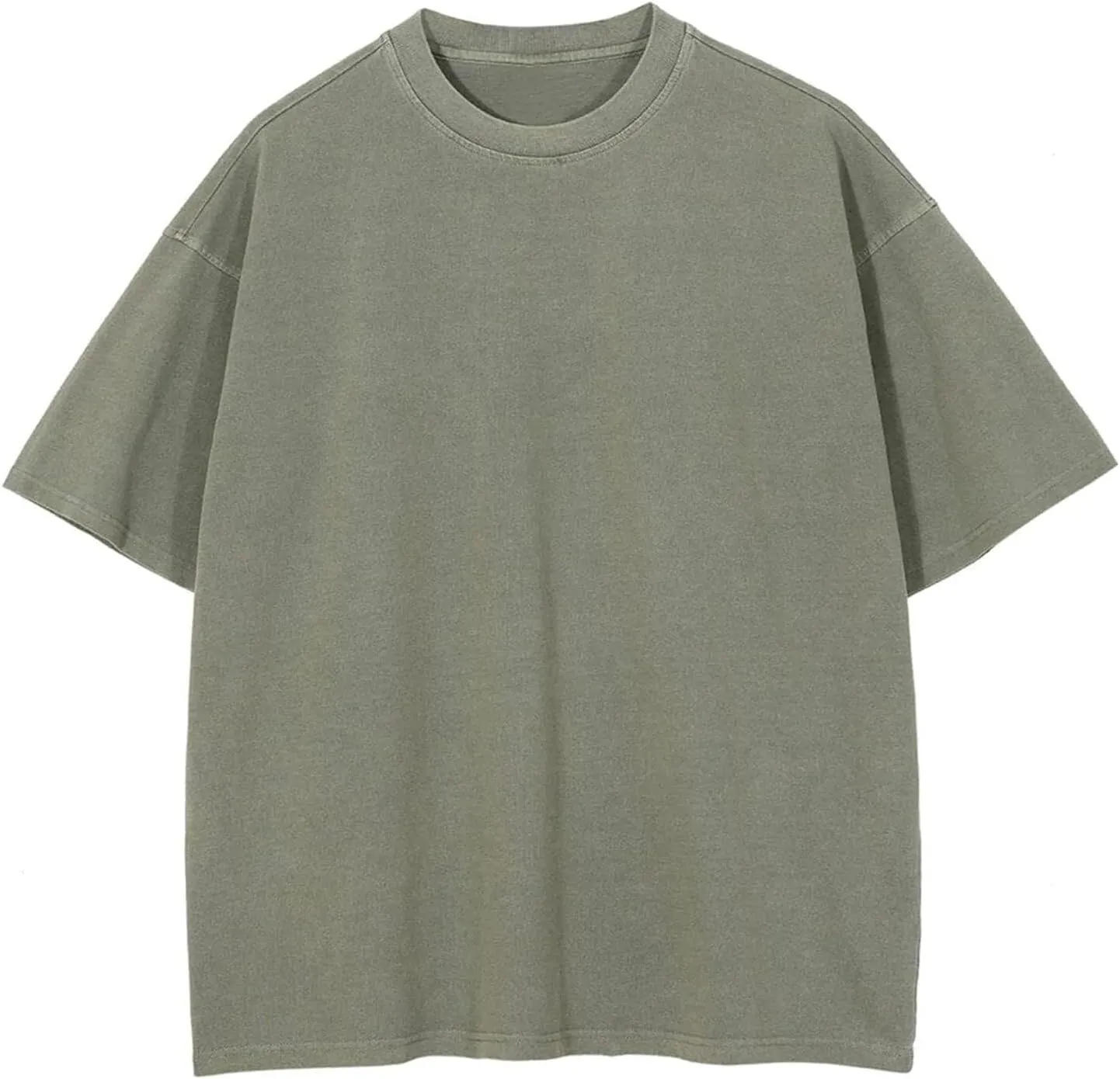 Vamtac Men's Cotton T-Shirts Oversized Short Sleeves Loose Solid Basic Summer Tops