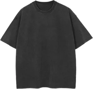 Vamtac Men's Cotton T-Shirts Oversized Short Sleeves Loose Solid Basic Summer Tops