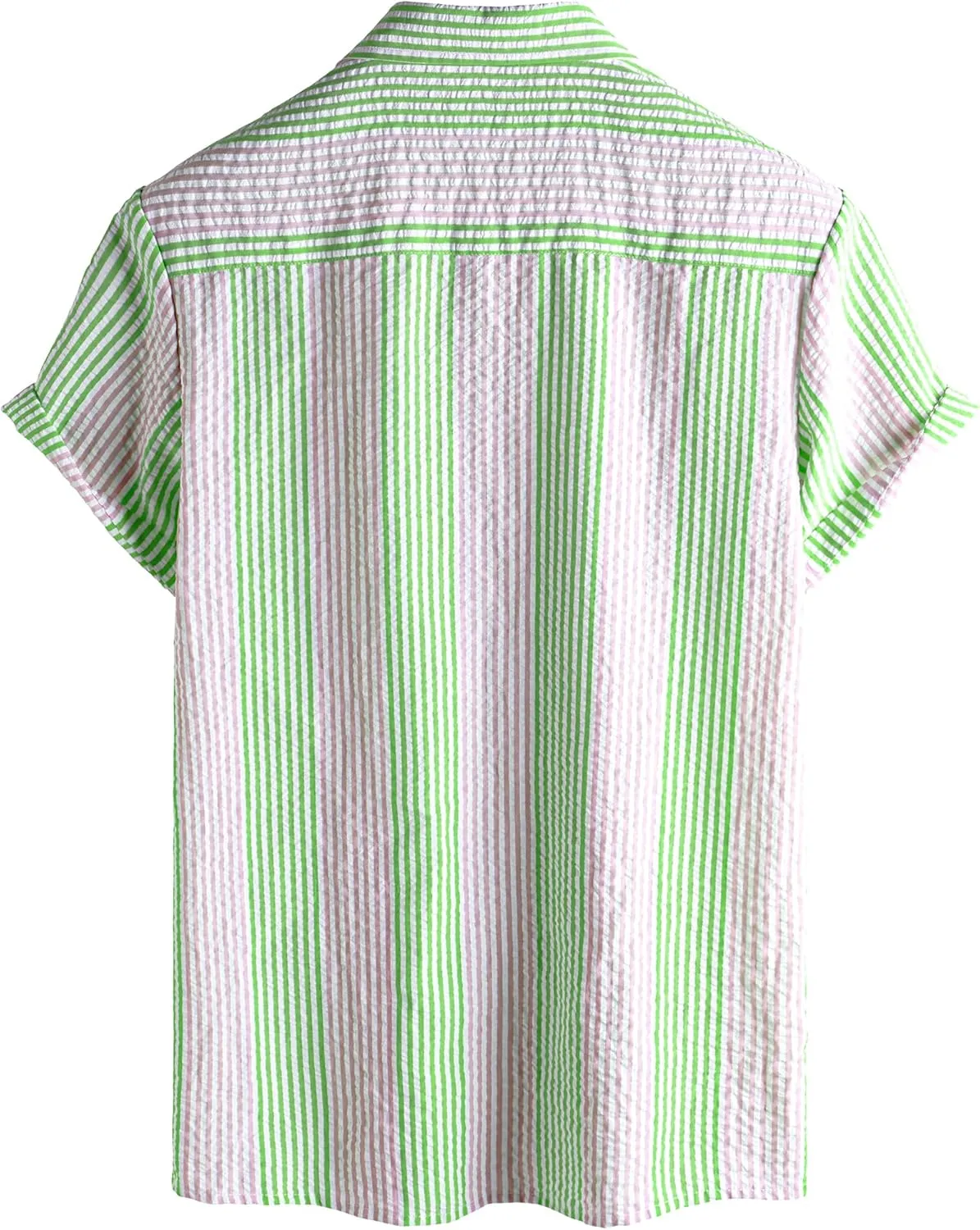 VATPAVE Mens Casual Striped Shirts Short Sleeve Button Down Summer Shirts Regular Fit Beach Shirts with Pocket