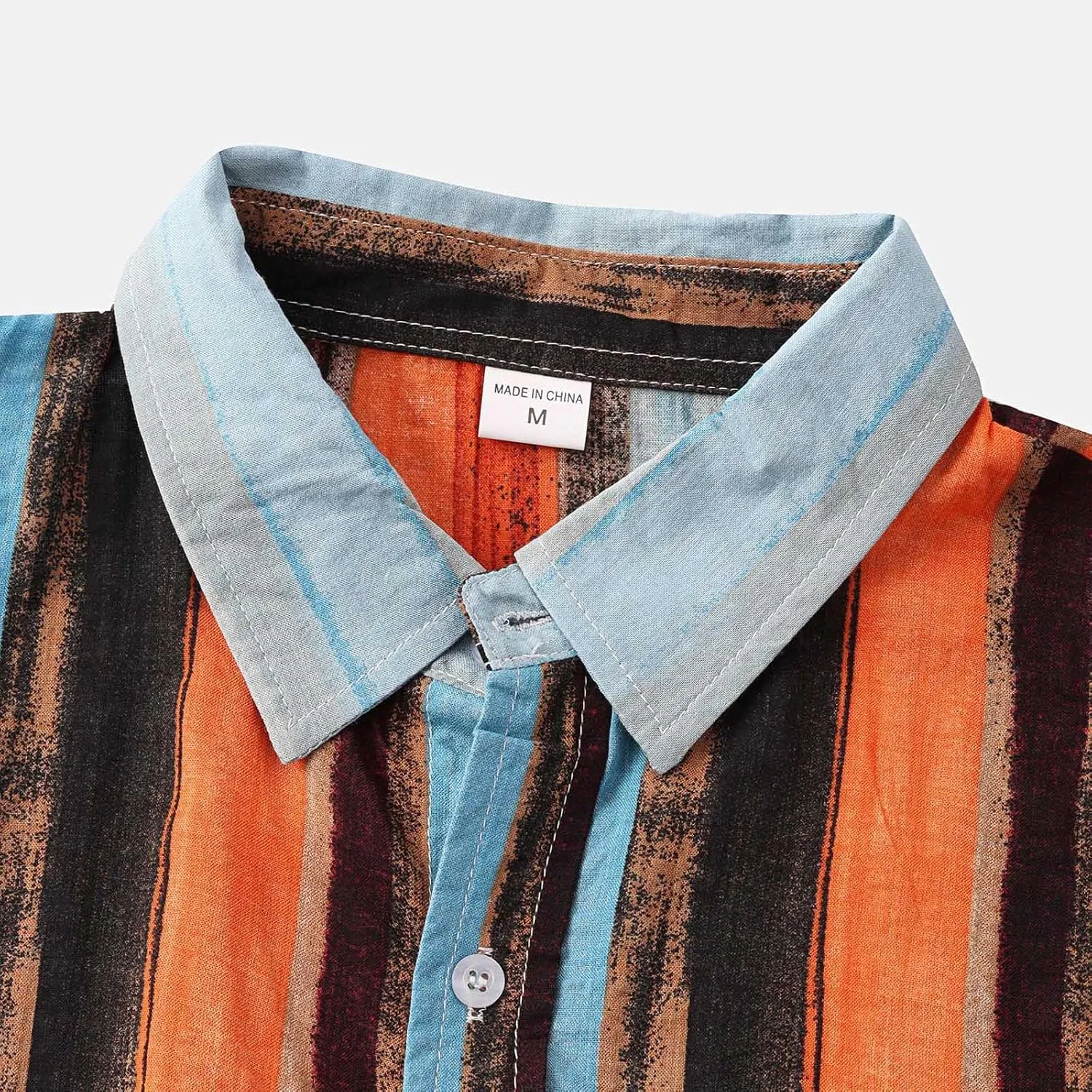 Vintage Shirt for Men Button Up Short Sleeve Relaxed Fit Dress Shirts Casual Cotton Linen Summer Tops Retro Striped Shirt