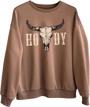 WDIRARA Women's Letter Graphic Sweatshirt Crewneck Long Sleeve Oversized Pullovers Top