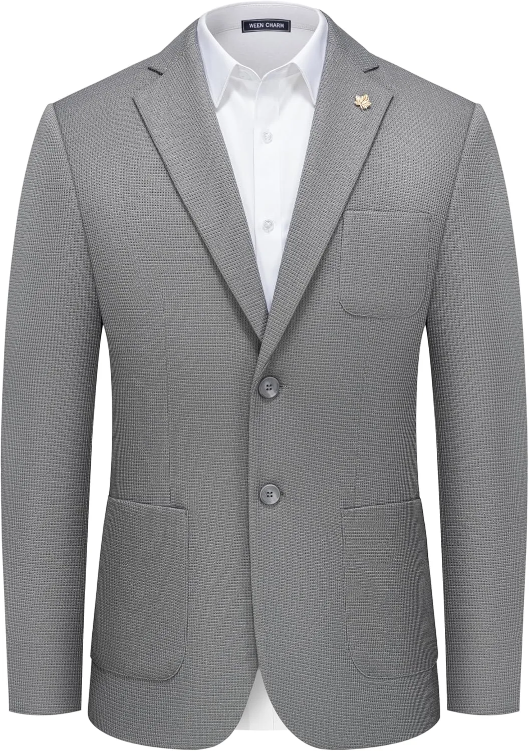 WEEN CHARM Men's Casual Knit Blazer Slim Fit Lightweight Sport Coat Two Button Suit Jackets