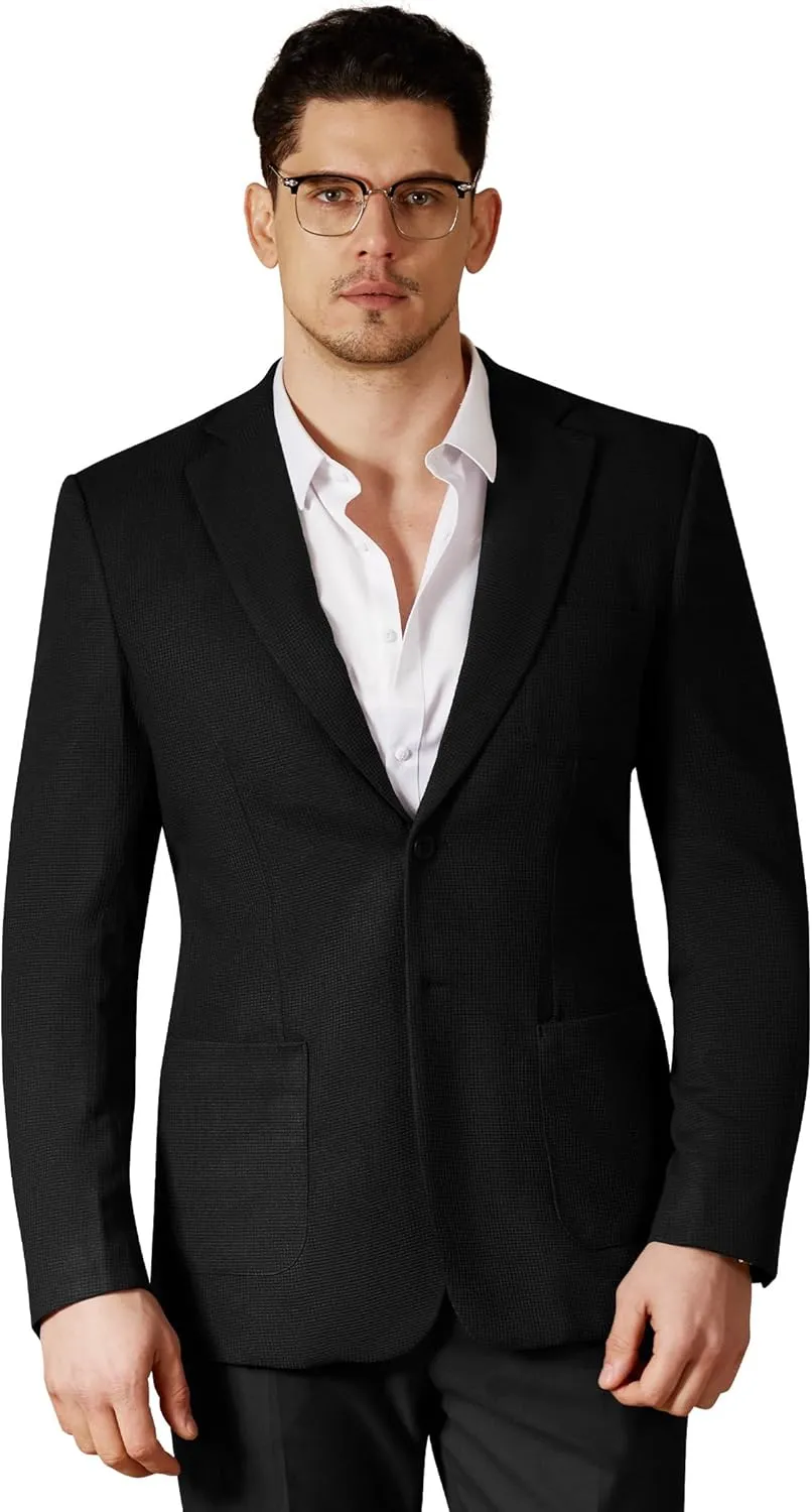 WEEN CHARM Men's Casual Knit Blazer Slim Fit Lightweight Sport Coat Two Button Suit Jackets