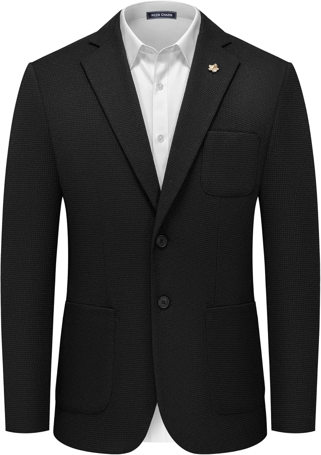 WEEN CHARM Men's Casual Knit Blazer Slim Fit Lightweight Sport Coat Two Button Suit Jackets