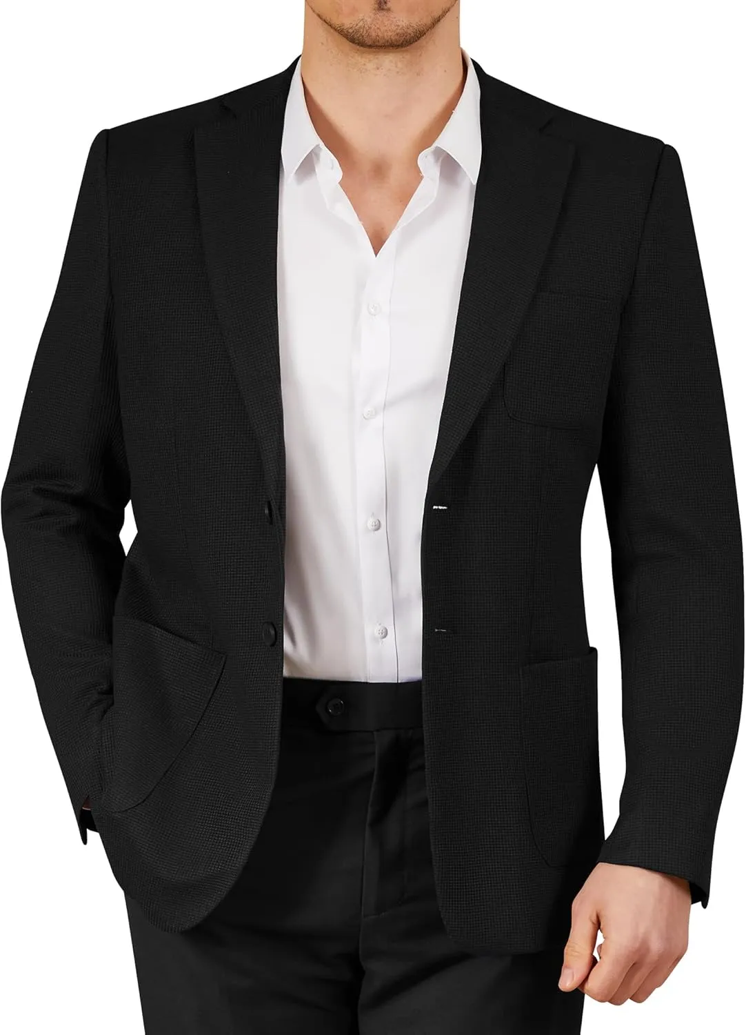 WEEN CHARM Men's Casual Knit Blazer Slim Fit Lightweight Sport Coat Two Button Suit Jackets