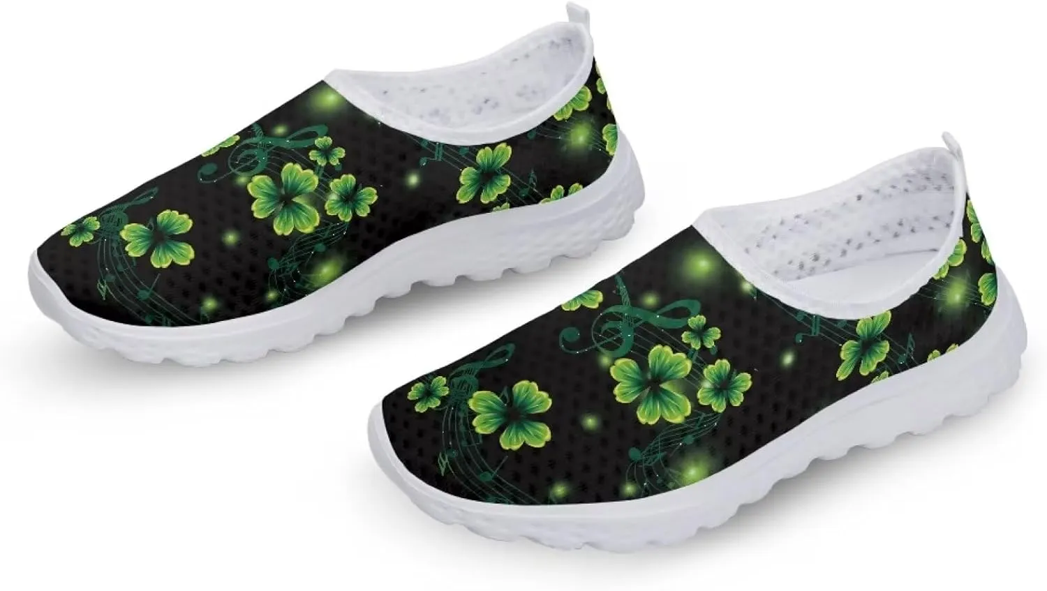 WELLFLYHOM Green Sneakers St Patricks Tennis Shoes for Women Slip On Loafers Road Running Sneaker Footwear US 5.5-11.5