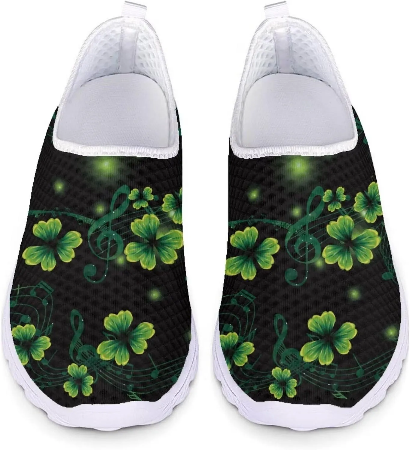 WELLFLYHOM Green Sneakers St Patricks Tennis Shoes for Women Slip On Loafers Road Running Sneaker Footwear US 5.5-11.5