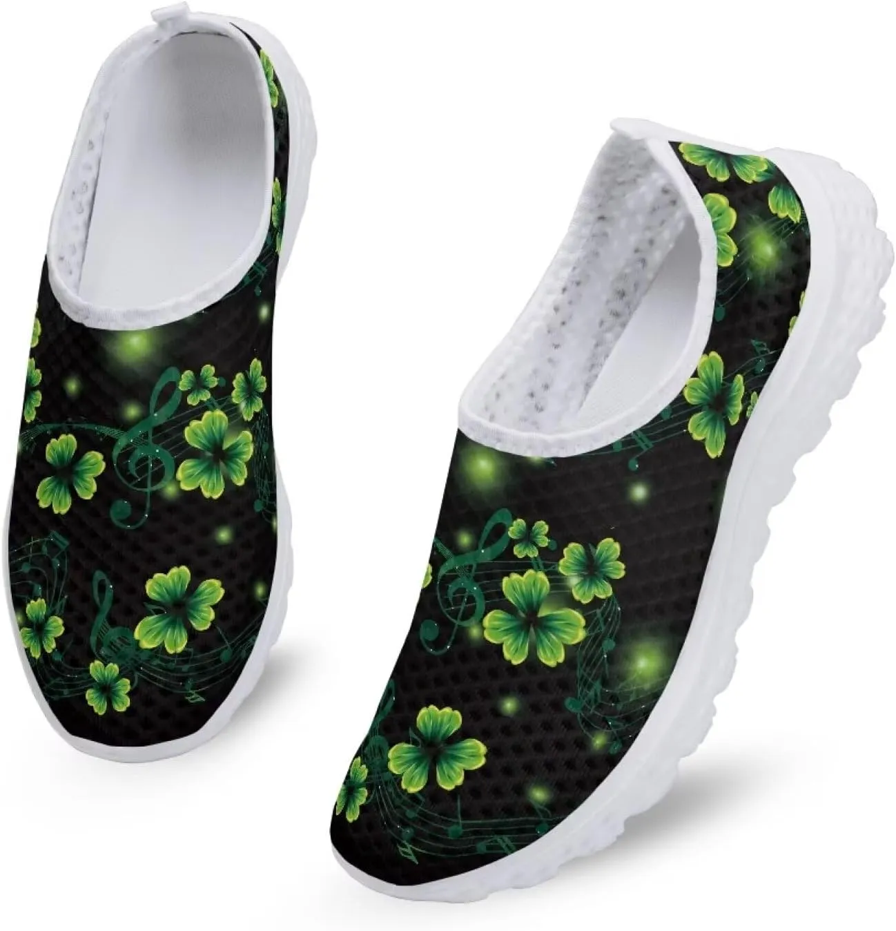 WELLFLYHOM Green Sneakers St Patricks Tennis Shoes for Women Slip On Loafers Road Running Sneaker Footwear US 5.5-11.5