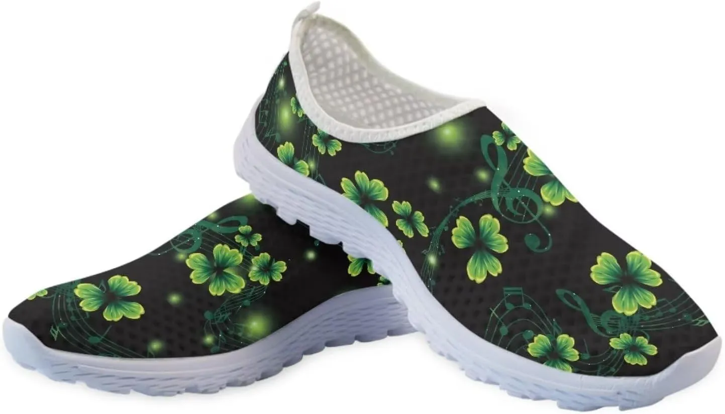 WELLFLYHOM Green Sneakers St Patricks Tennis Shoes for Women Slip On Loafers Road Running Sneaker Footwear US 5.5-11.5