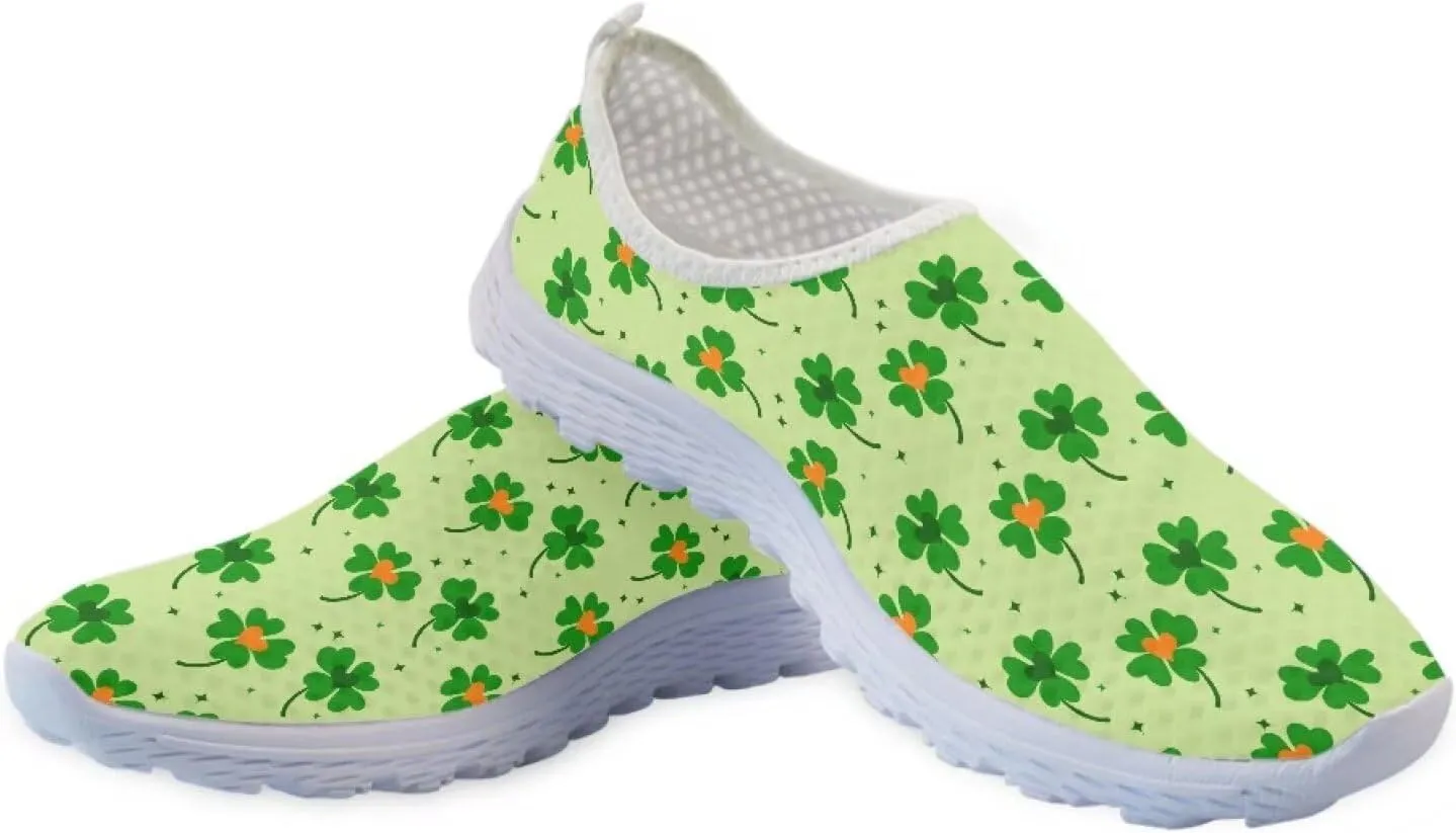 WELLFLYHOM St Patricks Day Shoes for Women Tennis Running Sneakers Slip On Loafers Flat Footwear Size 5.5-11.5