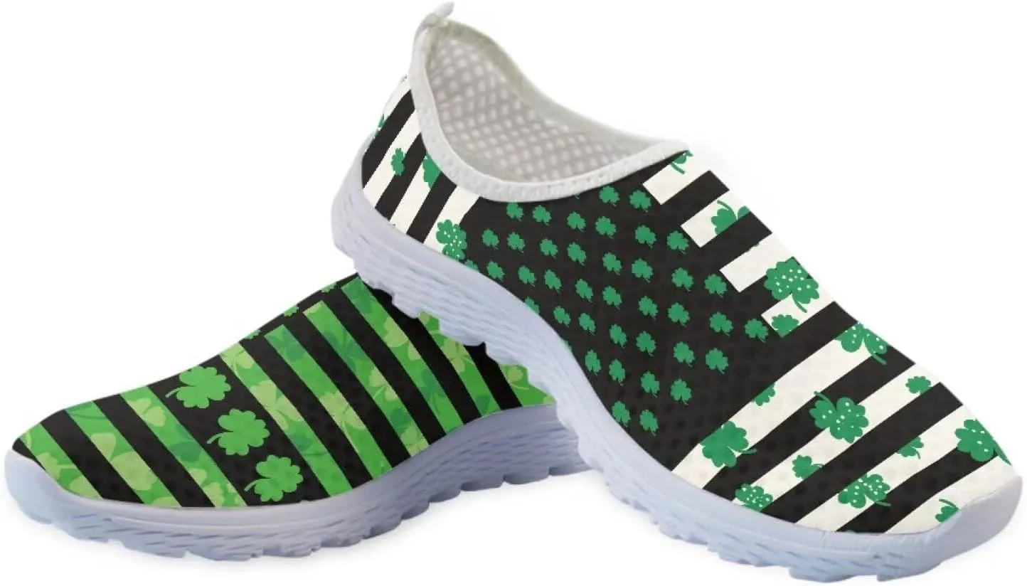 WELLFLYHOM St Patricks Day Shoes for Women Tennis Running Sneakers Slip On Loafers Flat Footwear Size 5.5-11.5