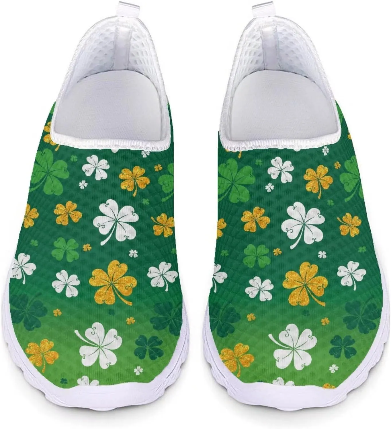 WELLFLYHOM St Patricks Day Shoes for Women Tennis Running Sneakers Slip On Loafers Flat Footwear Size 5.5-11.5