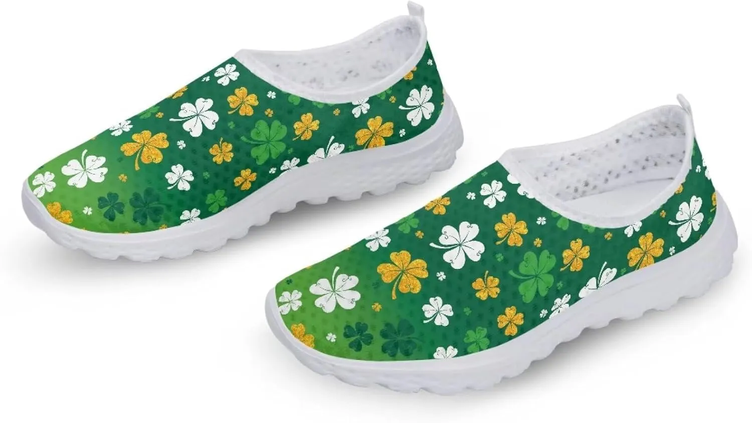 WELLFLYHOM St Patricks Day Shoes for Women Tennis Running Sneakers Slip On Loafers Flat Footwear Size 5.5-11.5