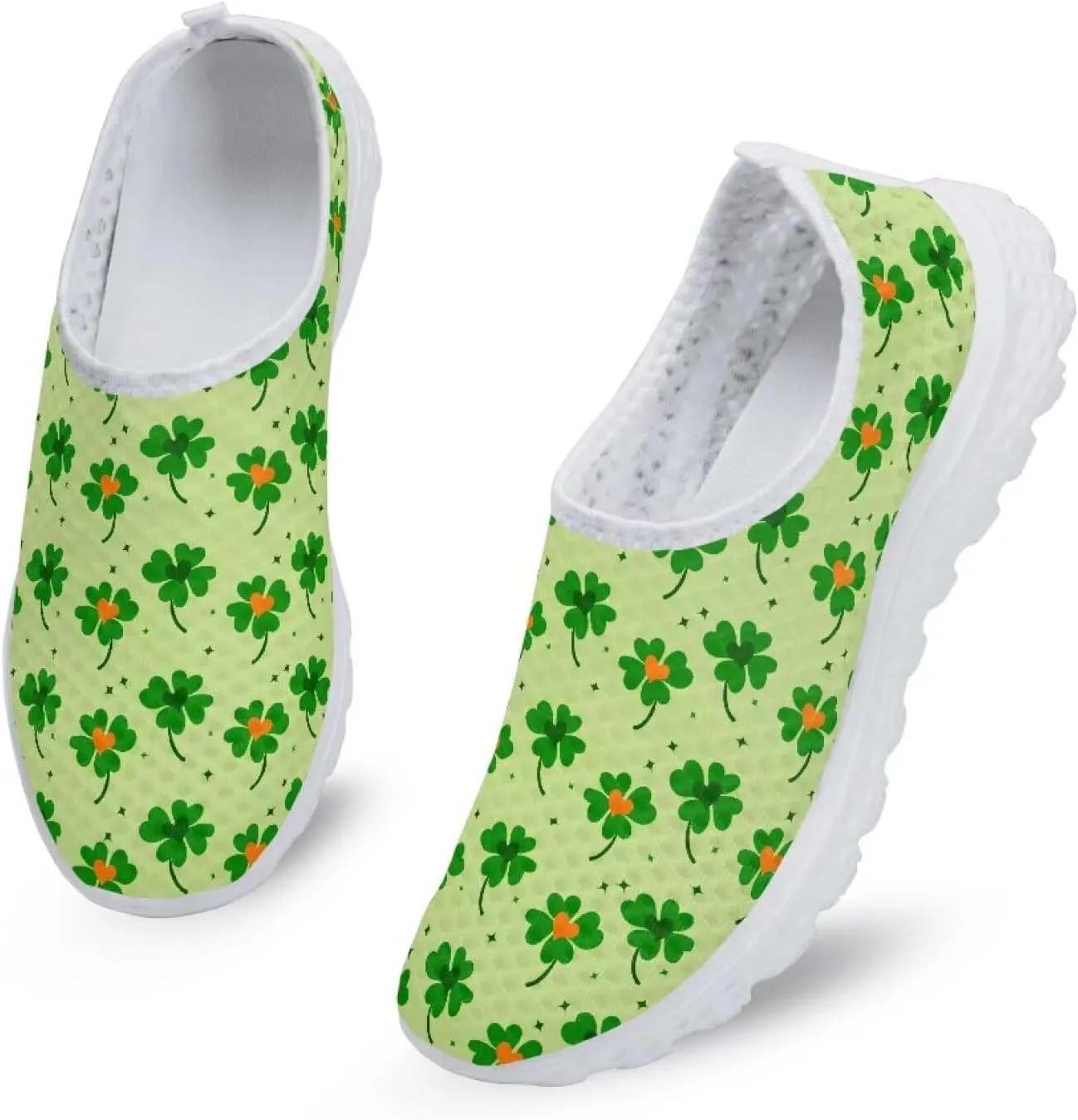 WELLFLYHOM St Patricks Day Shoes for Women Tennis Running Sneakers Slip On Loafers Flat Footwear Size 5.5-11.5