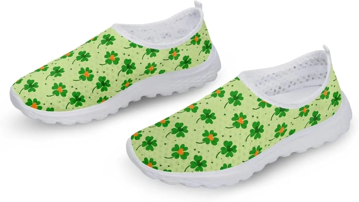 WELLFLYHOM St Patricks Day Shoes for Women Tennis Running Sneakers Slip On Loafers Flat Footwear Size 5.5-11.5