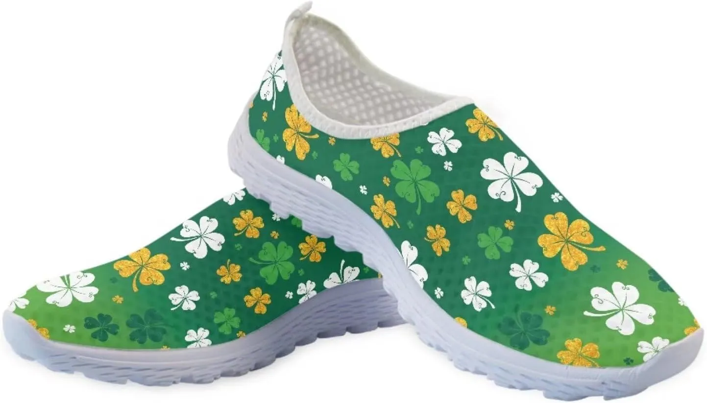 WELLFLYHOM St Patricks Day Shoes for Women Tennis Running Sneakers Slip On Loafers Flat Footwear Size 5.5-11.5