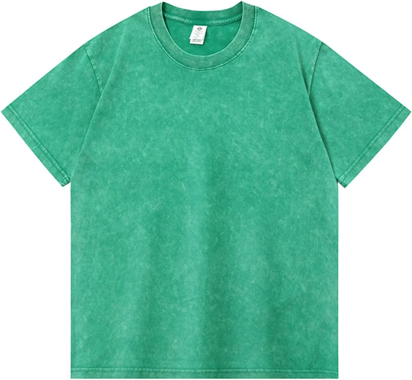 WENKOMG1 Cotton Shirt for Men Loose Fit Distressed Casual Half Sleeve T-Shirt Summer Retro Style Crewneck Pullover