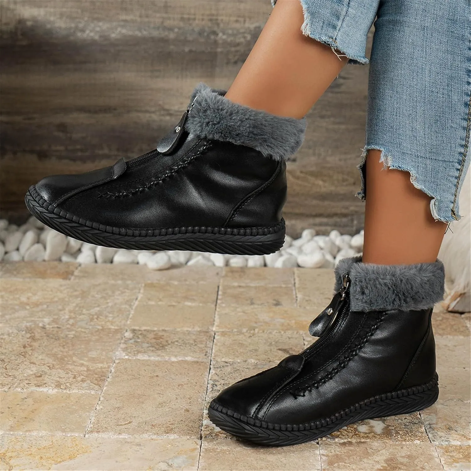 Winter Boots for Women Cute Wide Women's Winter Boots Waterproof Warm Snow Boots Womens Tall Wedge Heel Winter Boots for Women Tall Winter Boots for Women 2023 Leather